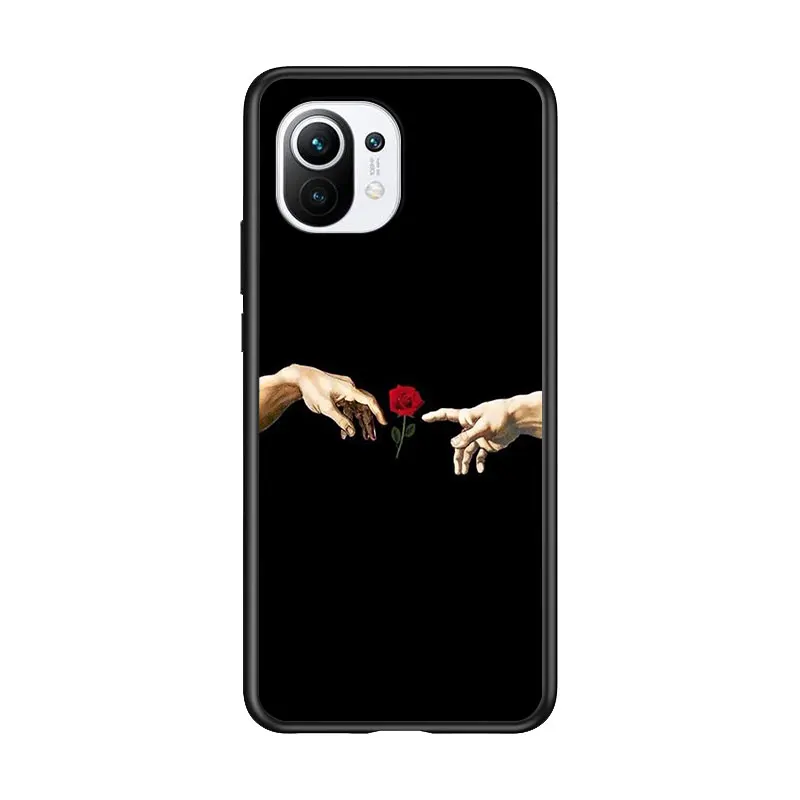 

Red Rose Flower for Xiaomi Mi 11 10T Note 10 Ultra 5G 9 9T SE 8 A3 A2 A1 6X Pro Play F1 Lite 5G Black Phone Case