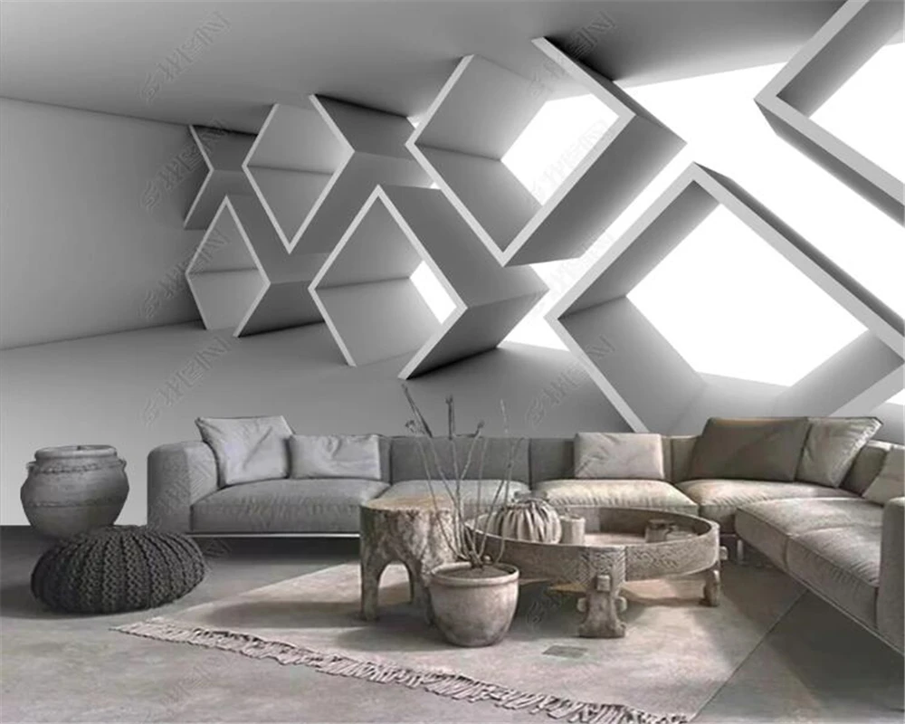 Настенные обои на заказ объемные с изображением космической цементной доски