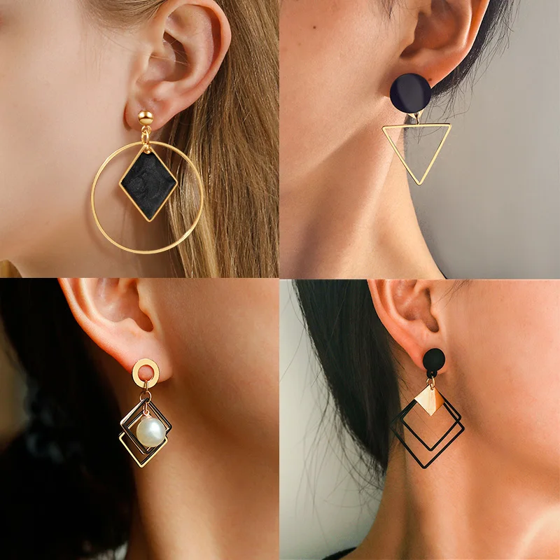

POXAM New Vintage Acrylie Statement Dangle Drop Earrings For Women Korean Geometric Earrings Wedding 2020 kolczyki Jewelry