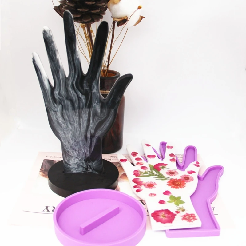 

Jewelry Display Mold,Hand Shaped Designed Earrings Necklace Bracelet Storage Silicone Rack Holder C5AC