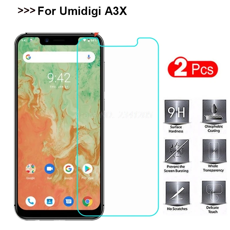 2 шт. закаленное стекло для UMIDIGI A3X A3S A5 S3 Pro F1 Play ONE MAX Антибликовая Защита экрана Umidigi