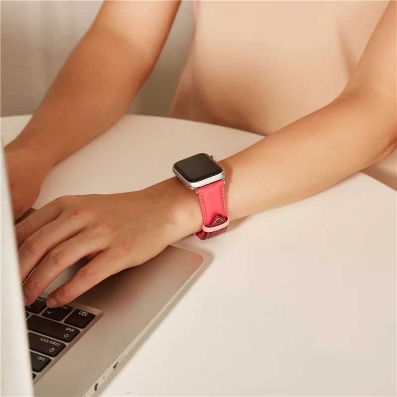 

REMZEIM Genuine Leather Loop for Apple Watch Strap 38mm 40mm 44mm 40mm for iwatch Band 6 se/5/4/3/2/1 Wristband Bracelet Belt