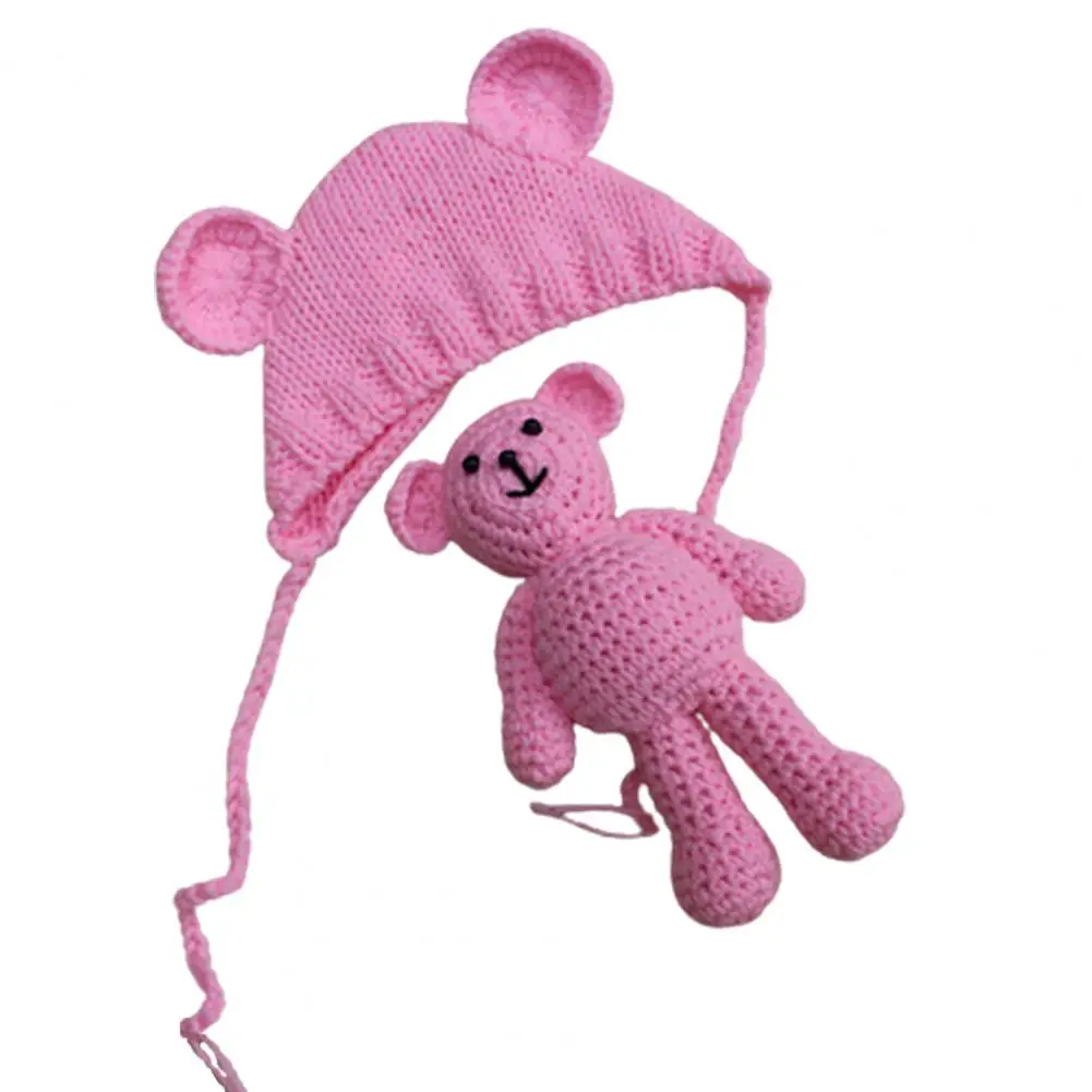 Sombrero de oso conejito para beb&eacute;, gorro infantil c&aacute;lido a la moda, accesorio de fotograf&iacute;a para reci&eacute;n nacidos, accesorios de fotograf&iacute;a para reci&eacute;n nacidos, regalos para beb&eacute;s-5
