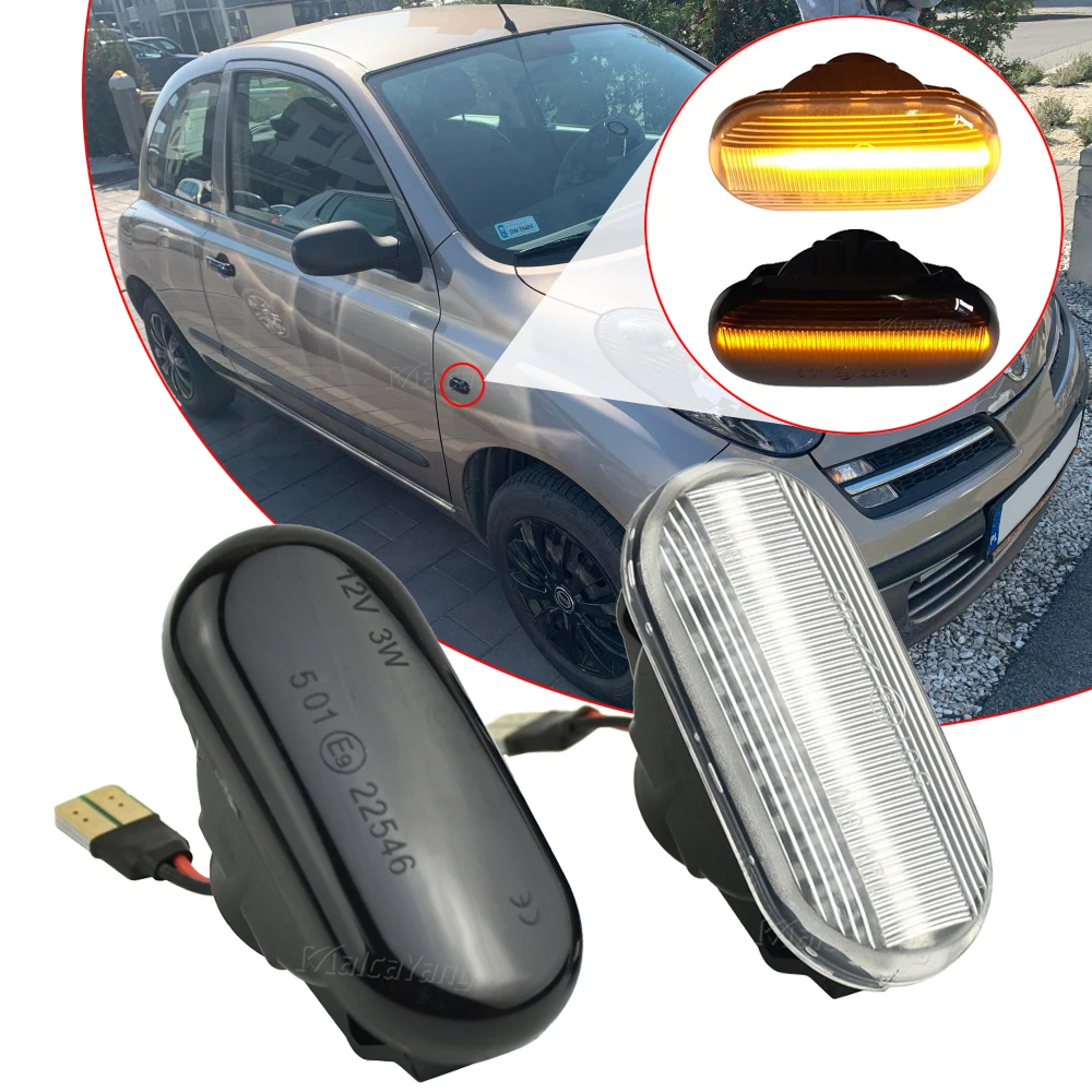 

Flowing LED Dynamic Turn Signal Blinker Side Marker Light For Nissan Qashqai Versa Xterra Armada Latio Micra K12 March