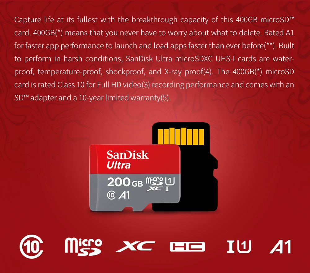 Sandisk карта памяти micro sd класс 10 16 ГБ 32 64 128 200 256 400 гб|32gb class|32gb class 10sandisk |