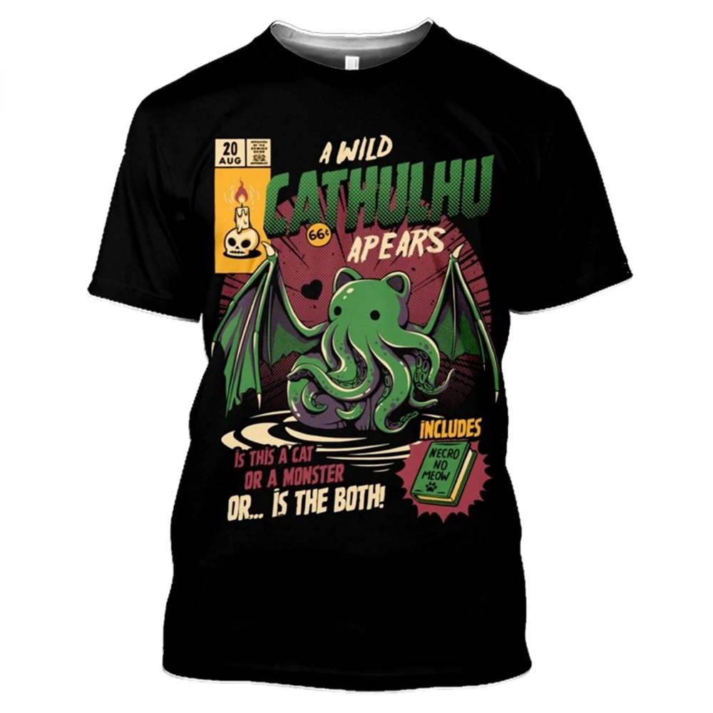 

Cthulhu and Lovecraft Polyester Harajuku Miskatonic T-Shirt Men's Funny O-Neck T-Shirt 3D Printed Ladies T-Shirt