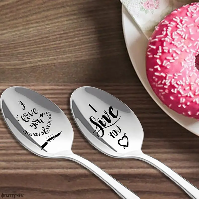 

Stainless Steel Milk Coffee Spoons Dessert Ice Cream Fruit Spoon Teaspoon Accessories Tableware Gift for Valentine's Day
