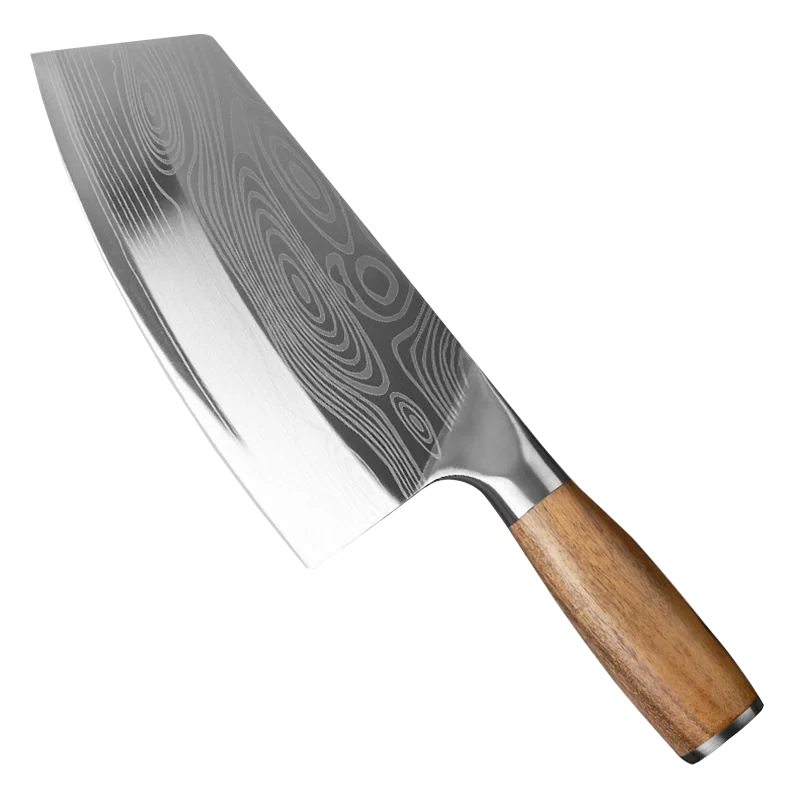 

MHNTLOS Traditional Handmade Forged Kitchen Knife Hammer Stainless Steel Chef's Chopper Cooking Knives Wooden Meat Slicer