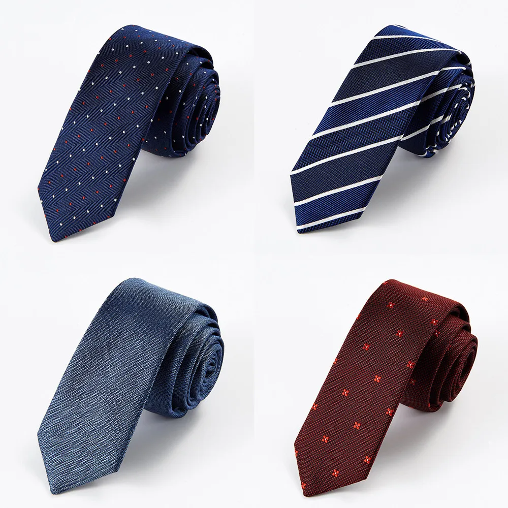 

100% Real Silk Ties Men 6cm Skinny Tie Blue Necktie Solid Black Neckties Mens Business Neck Tie Polka Dot Groom Wedding Tie B124