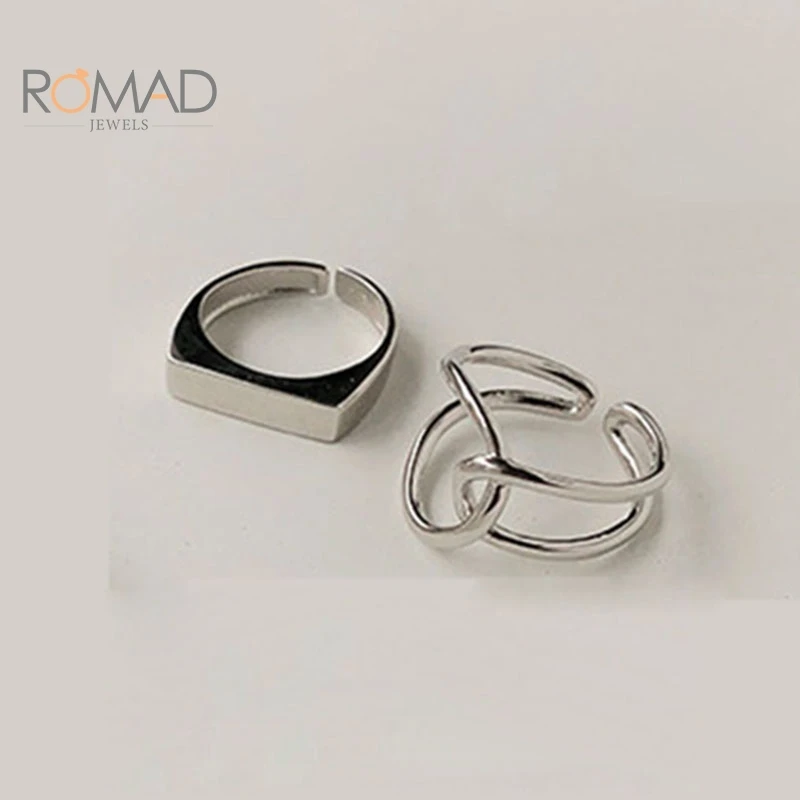 

ROMAD Simple Creative Open Rings Geometric Handmade Ring Gifts For Women Couple All-match Jewelry 2020 Wholesale#