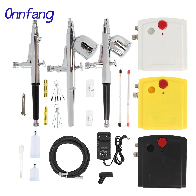 Onnfang Dual Action Airbrush Air Compressor Kit Spraying For Art Painting Tattoo Manicure Craft Cake Spray Model Air Brush Nail