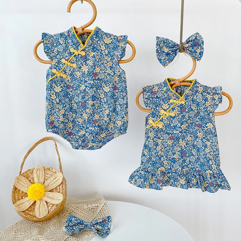 

Детский хлопковый комбинезон без рукавов, в китайском стиле