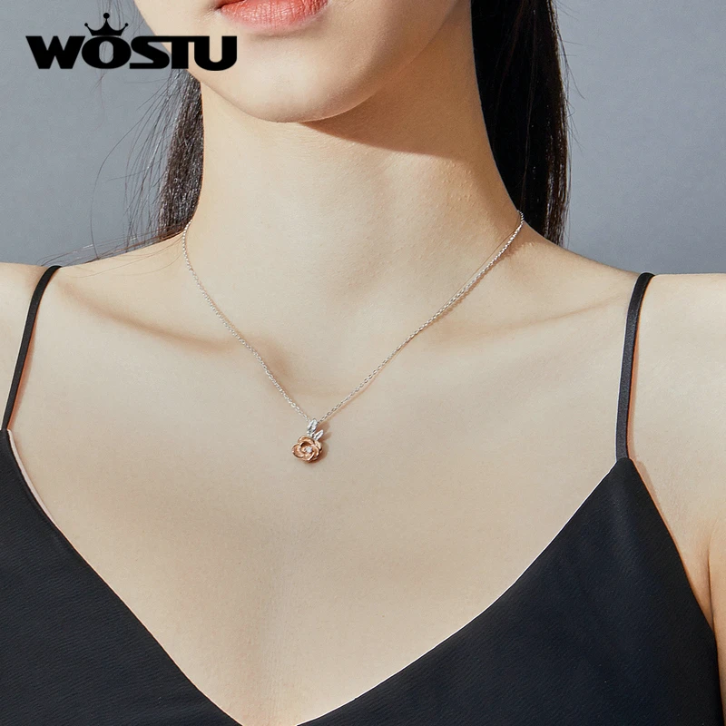 Женское ожерелье из серебра 925 пробы с розами ювелирные изделия CTN155 | Украшения и