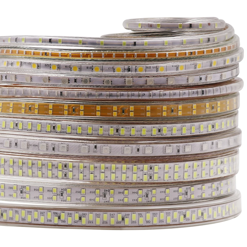 Фото Светодиодная лента s/m SMD 240 5730 2835 5050 5630 в 220 В, водонепроницаемая светильник полоска, светсветильник щаяся лента RGB теплого белого цвета для ук... №2