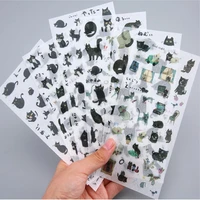 6sheet per pack decorative stationery stickers cute black cat pvc paper sticker kawaii stationery