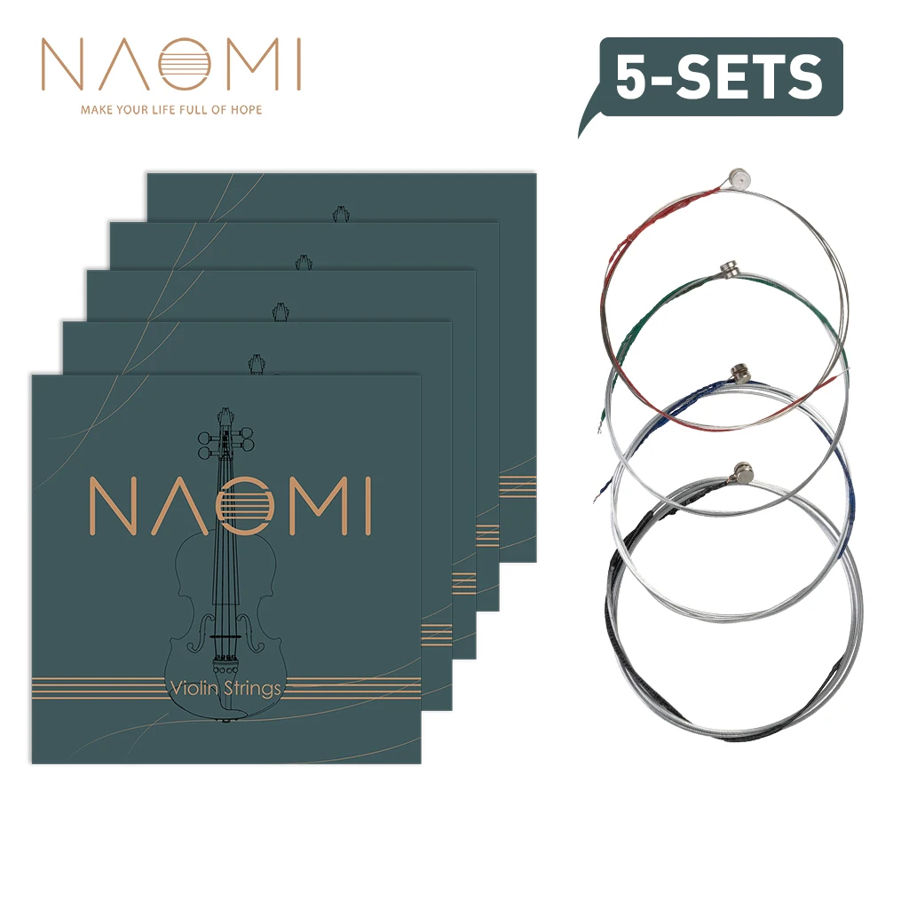 5 комплектов Наоми полный набор скрипки Струны для скрипки Сменные струны G D и E 4/4 3/4 1/2 1/4 1/8 Струны для скрипки