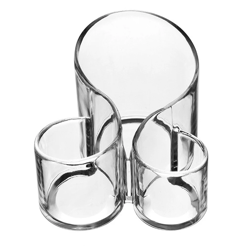 

Держатель для кистей для макияжа с 3 отделениями, акриловый Настольный карандаш для подводки, ватный тампон, контейнер для хранения в ванной...