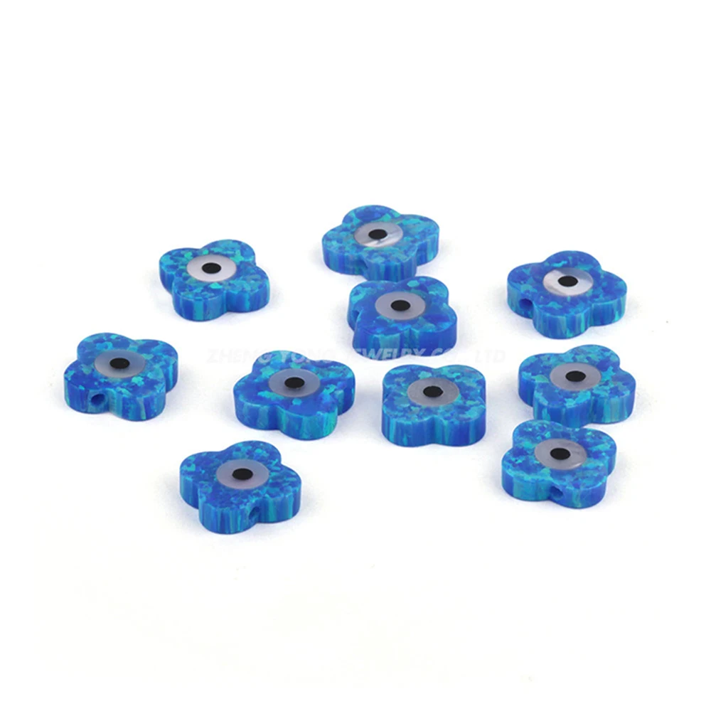 Лидер продаж бесплатная доставка 10х10 мм OP05 синий цветок злой глаз опал камень