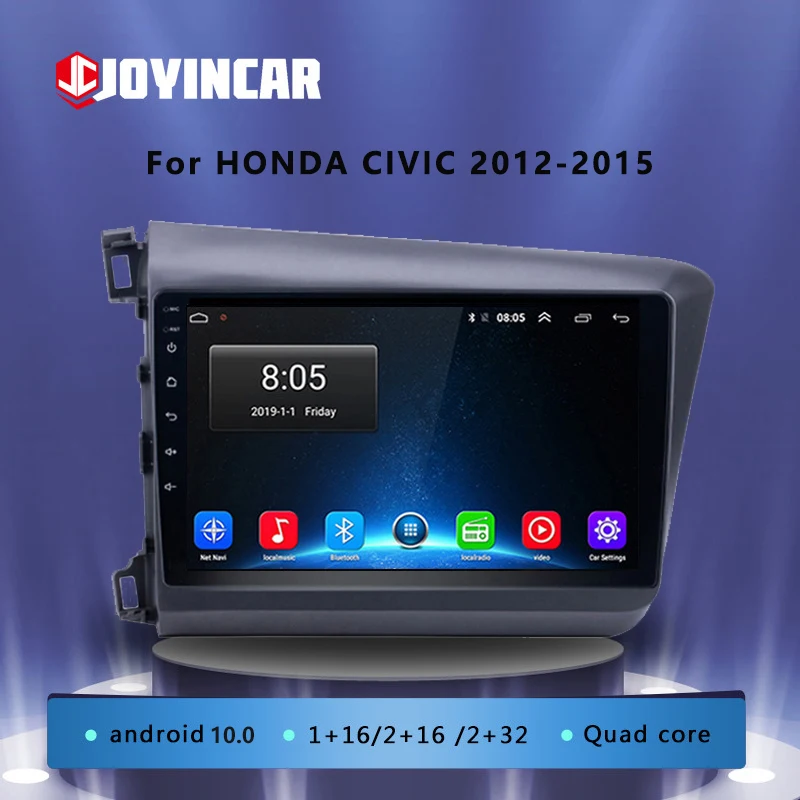 

Автомагнитола JOYINCAR, 2DIN, 9 дюймов, Wi-Fi, 2.5D, Android 10,1, мультимедийный видеоплеер, навигация GPS для головного блока HONDA CIVIC 2012-2015