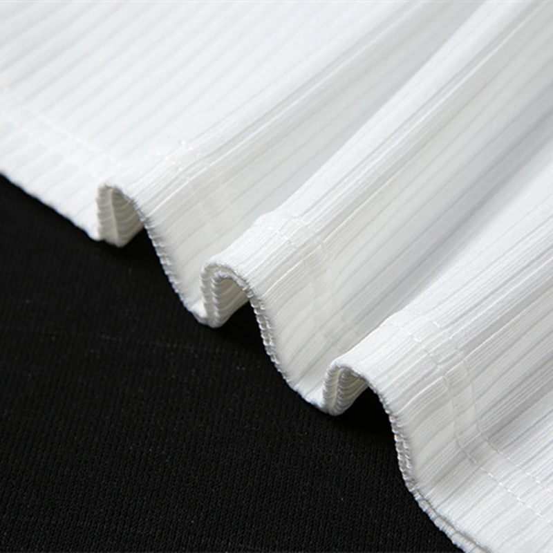 

Sexy Crop Top with Sleeves Streetwear Women Clothing 2021 White Black Ribbed Knitted Slim Fit T Shirts