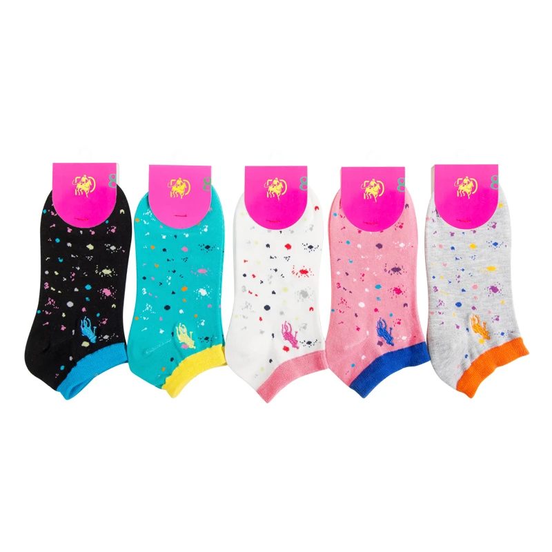 Модные хлопковые носки с принтом для отдыха летние женские короткие логотипом и