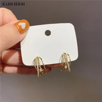 ears high fashion micro pave zircon multilayer corss hoop earrings for women girls metal circle oorbellen jewelry gifts