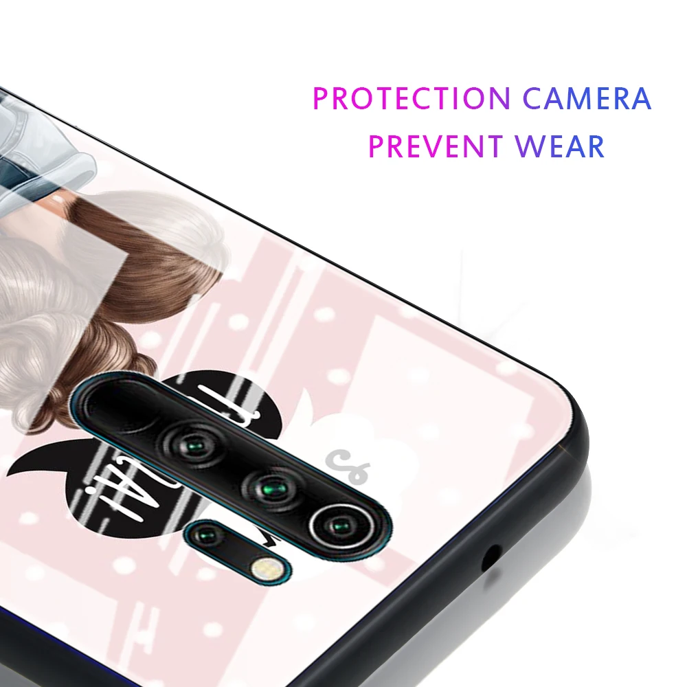 

baby Mom and Queen black girl Tempered Glass Case Coque for Xiaomi Redmi Note 8T 9S 7 8 9 Pro Redmi K20 K30 Pro 7 8A Fundas Capa
