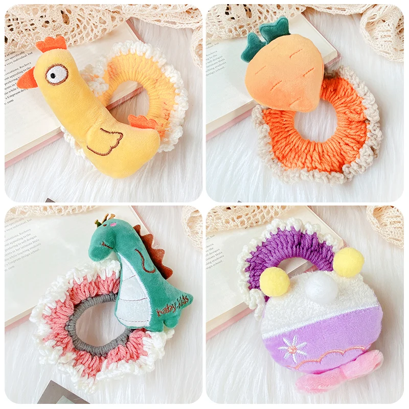 

Новинка, Детские милые эластичные резинки для волос с мультяшным цветком, фруктом, бантом, вязаные мягкие резинки для волос для девочек, дет...