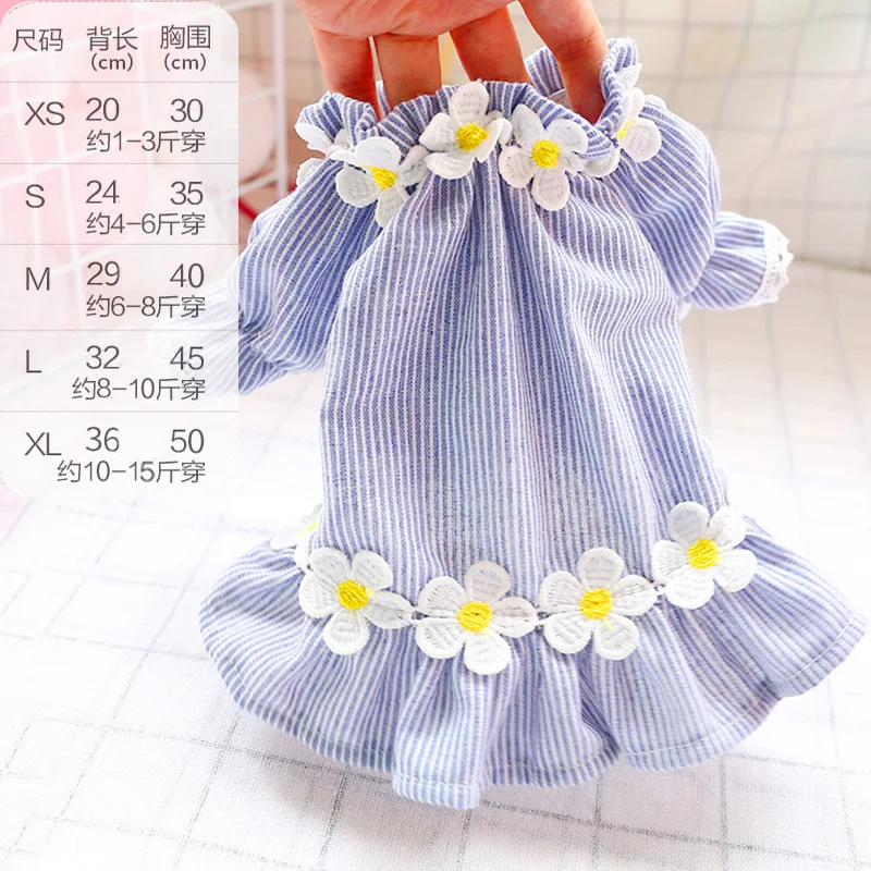 

daisy dress dog Clothes Super for dogs Clothing pet Outfits small spring summer cotton Yorkies Print blue girl ropa para perro