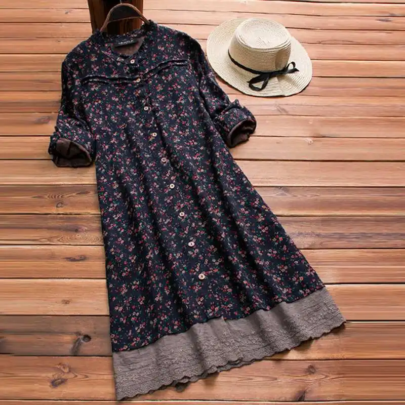 Женские Цветочный принт платье 2021 весенние женские оборками миди элегантные