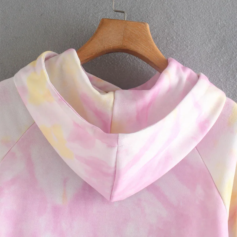 

Fashion All-match Loose Tie-dye Printing Long-sleeved Hooded Pullover Women's Sweatshirt Movement Casual Women's Pants Suit