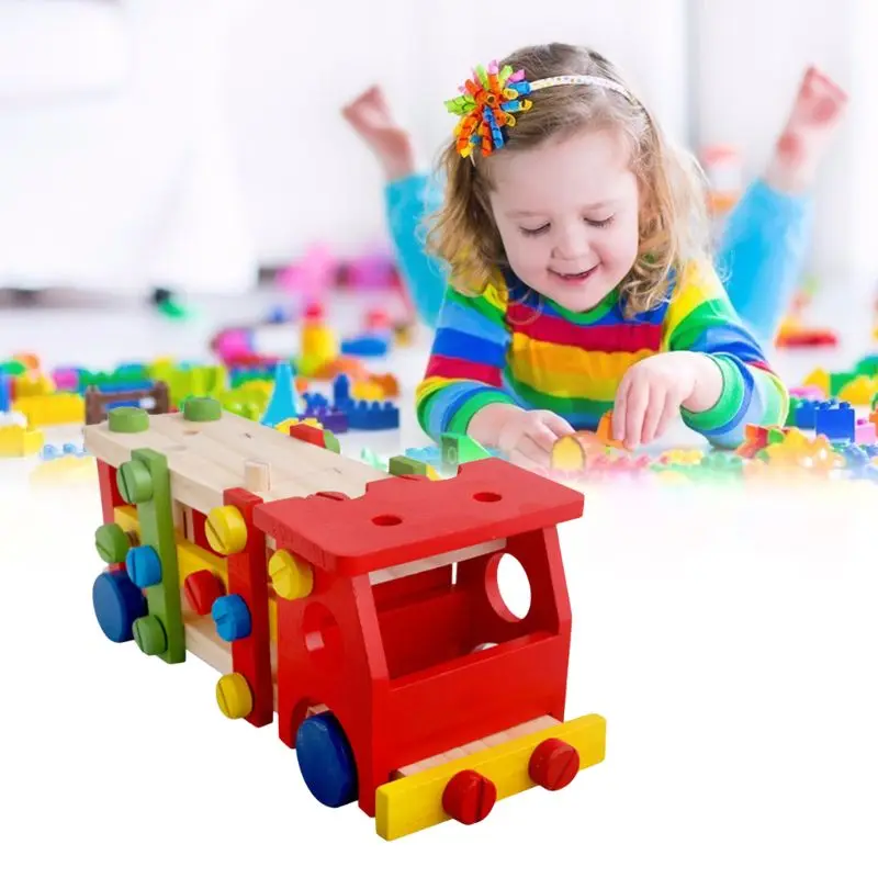 

G2AD Children Puzzle Early Education Wooden Toy Color Disassembly Screw Car Boys Girls Gifts