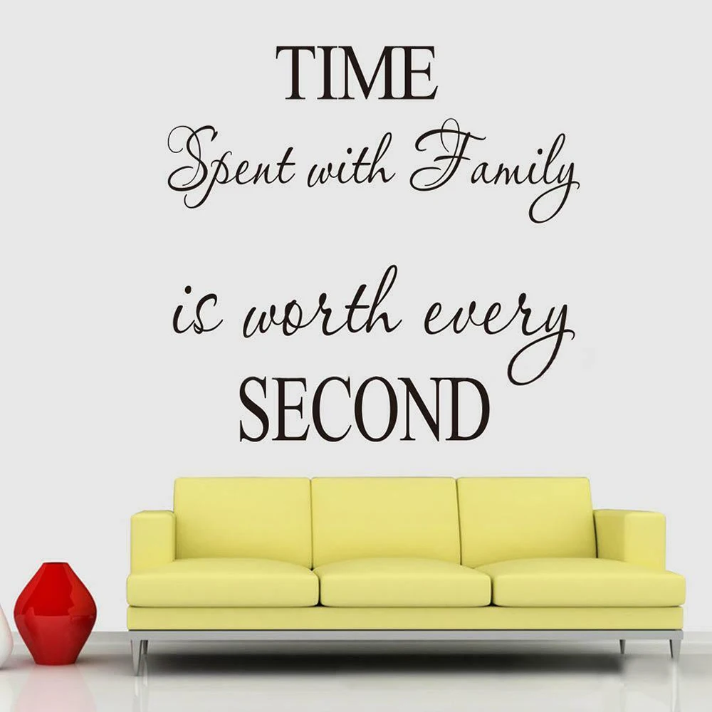 

Home Wall Decals Quotes Time Spent with Family is Worth Every Second Vinyl Wall Stickers For Bedroom Livingroom Decoration W014