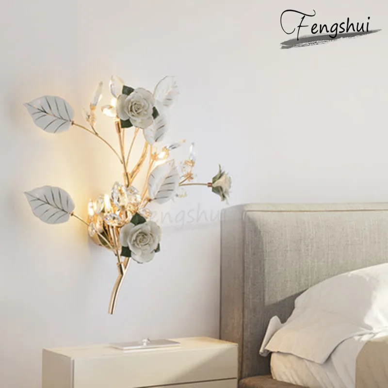 Постмодерн простой керамический цветок декоративный настенный светильник
