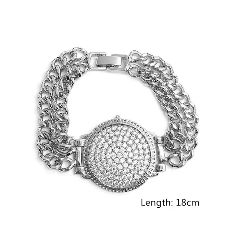 

FYUAN Watch Shape Bracelet For Women Hip hop Rhinestone Bracelets & Bangles Party Jewelry