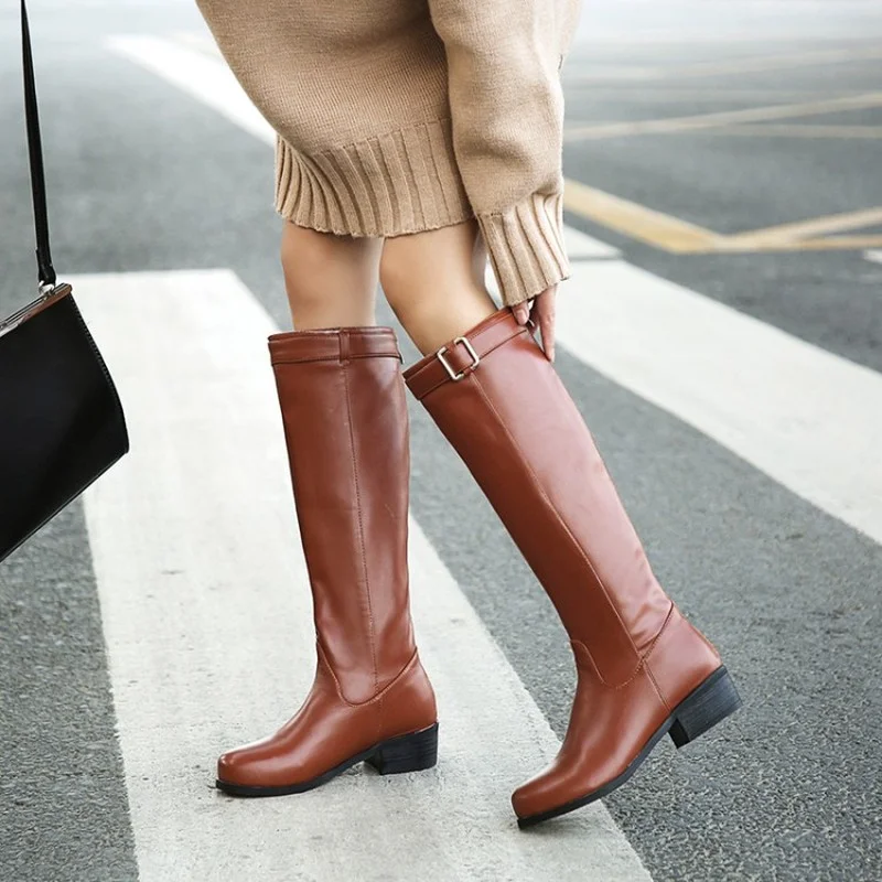 FXYCMMCQ Winter Women's Boots Foreign Trade Exploded Large Size Thick Knight Boots-C20-9