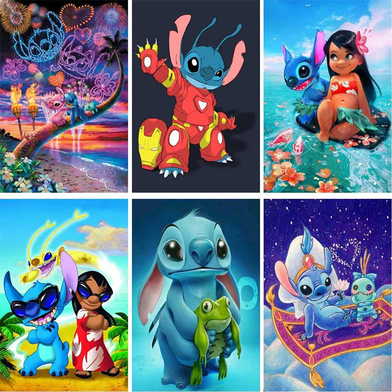 

Disney Cartoon Lilo Stitch Nani 5D DIY Diamond Painting Full Square Cartoon Diamond Embroidery Cross Stitch Rhinestone Painting