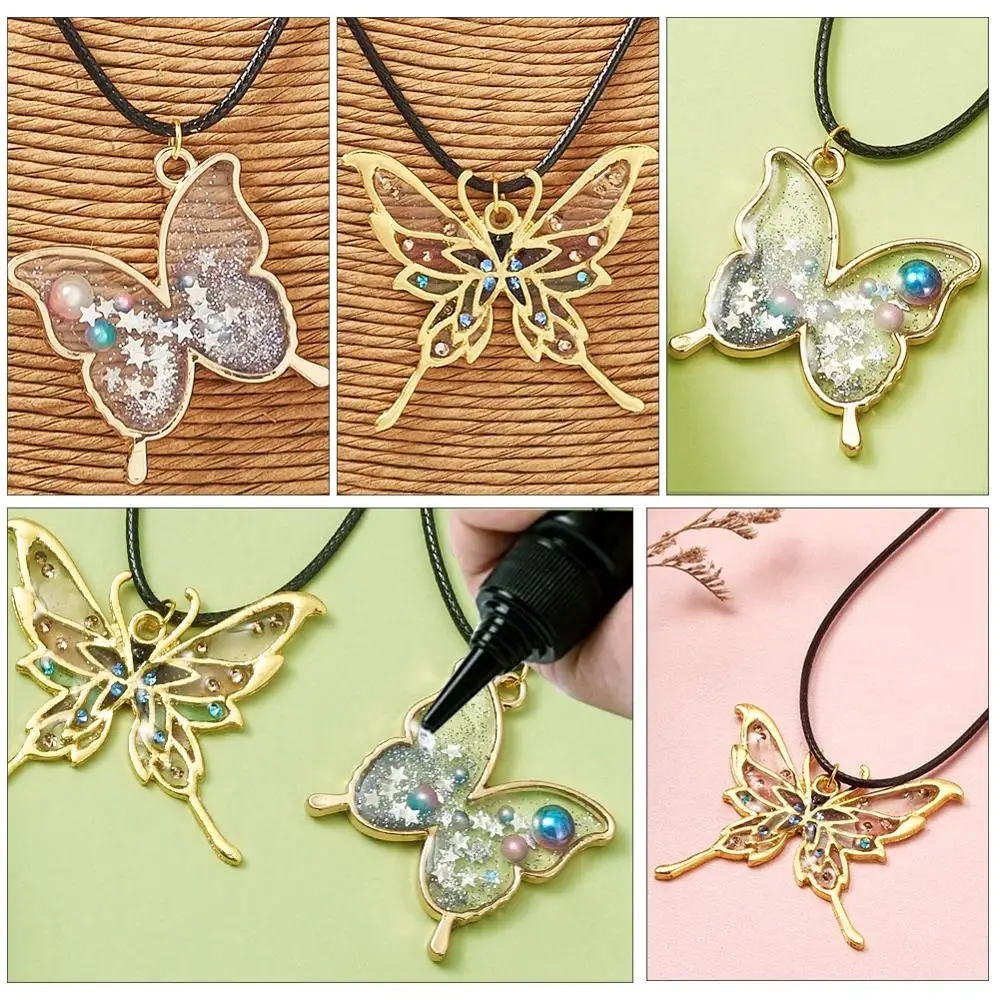 10 шт./компл. из золотого сплава с открытой спиной ободок Бабочка Подвески для DIY УФ