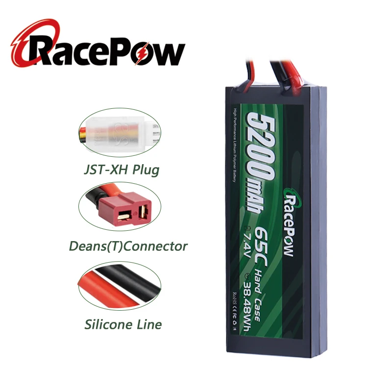 racepow 74 v 5200mah 65c 2s rc lipo аккумулятор жесткий