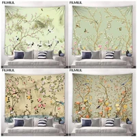 chinese style flowers and birds tapestry creative printed art decor dorm wall hanging beach blanket tablecloth home tapestries