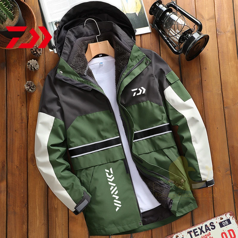 

DAIWA 2021 New Outdoor Jacket Men's Tide Autumn and Winter Plus Velvet Thick Windproof Waterproof Warm Windbreaker Jacket