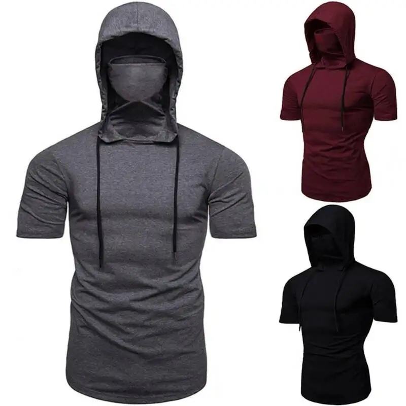 

Universal FashionMen's Short SleeveHooded Hoodie Sweatshirt Tops Fitness Sports Gym Muscle T-shirt