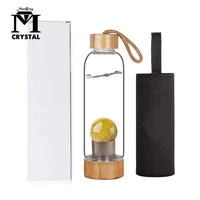 drop shipping natural crystal water bottle citrine stone ball healing crystal ball elixir quartz crystal energy drinkware gift