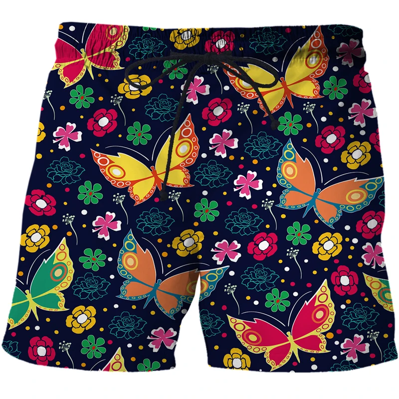 2021 Fashion Hot Men Shorts 3D Printed Cartoon Butterfly Beach Shorts Summer Comfortable Shorts Quick Dry Shorts Funny Swimsuit