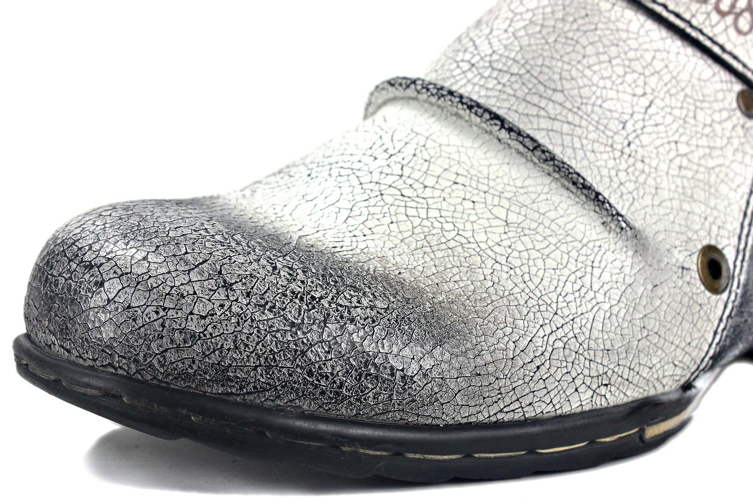 

Men's Ankle Boots Cowboy Chukka Boots Zipper-up Motorcycle Boots Genuine Leather Men Handmade Western Boots Shoes 5008-1-F-White