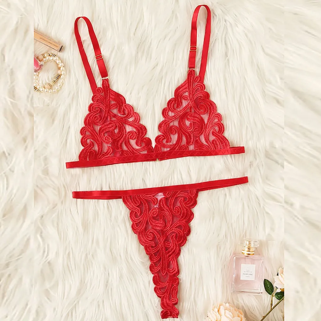 Комплект женского нижнего белья из 2 предметов однотонный бюстгальтер стринги