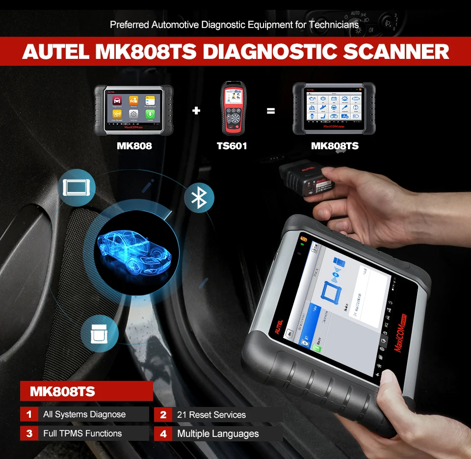Autel MaxiCOM MK808TS OBD2 Scanner Automotivo Diagnostic Tools OBD 2 Car Scan Tool Oil Reset/EPB/BMS/SAS/DPF/IMMO/TPMS | Автомобили и