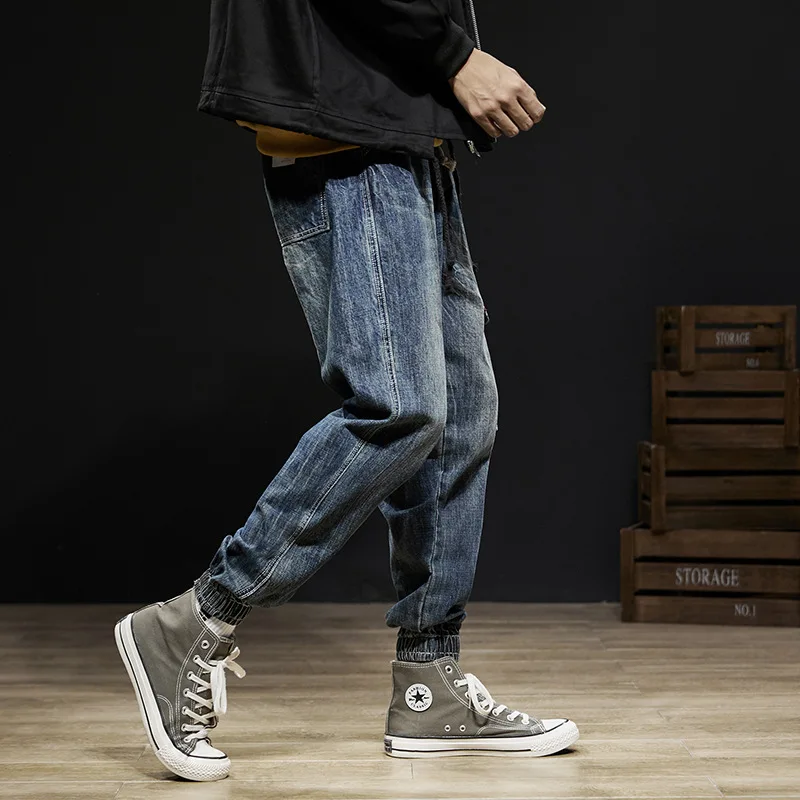 Джинсы-карго мужские свободного покроя модные брюки-султанки в японском