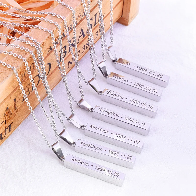 

KPOP Monsta X Necklace IM JOOHEON WONHO HYUNGWON MINHYUK YOOKIHYUN SHOWNU Name Celebrity Inspired Aid Necklace Men Women New