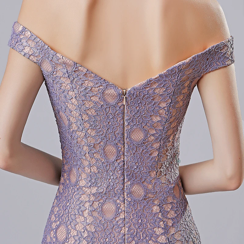 

In Stock Sexy Charming Prom Gowns Off The Shoulder Women Backless Mermaid Evening Dresses Lace Floor Length Robe De Soiree LX575